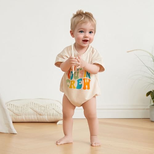 Newborn Baby Girl Boy Short Sleeve Romper with Cousin Design