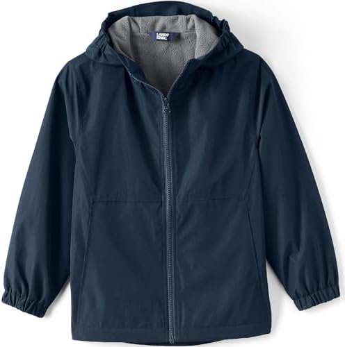 Lands End School Uniform Kids Rain Jacket Water-Resistant Windproof Bibliographic Style