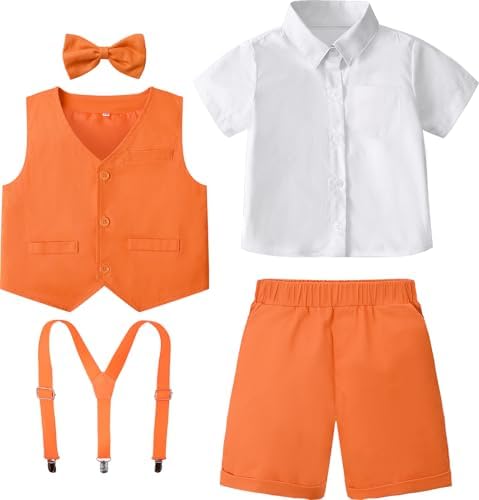 Crisp and Trendy 3-Piece Toddler Boys Suspenders Suit Set