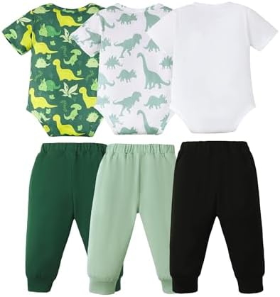 NZRVAWS Newborn Baby Boy Clothing Set - Romper Pants 6 Pcs
