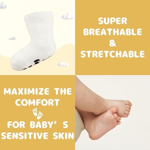 InnoBeta Baby Socks Set with Funny Quotes - 4 Pairs for Newborns