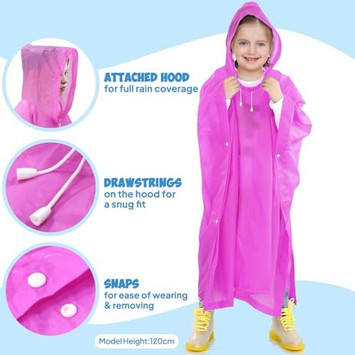 Anyoo 2-Piece Waterproof Reusable Rain Coats for Kids
