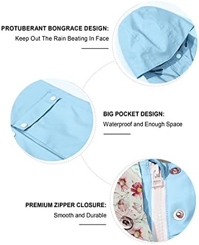 MAOO Garden Girls Boys Rain Jacket Lightweight Waterproof Hooded