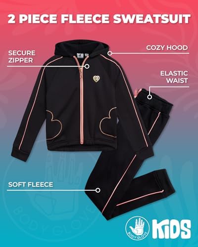 Body Glove Girls Jogger Set - 2 Piece Fleece Sweatshirt and Sweatpants 7-12