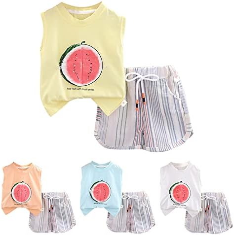 Summer New Sleeveless Watermelon Print T-Shirt Tie Shorts for Boy