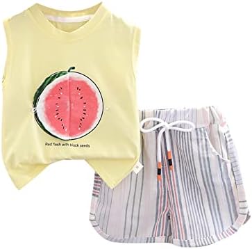 Summer New Sleeveless Watermelon Print T-Shirt Tie Shorts for Boy