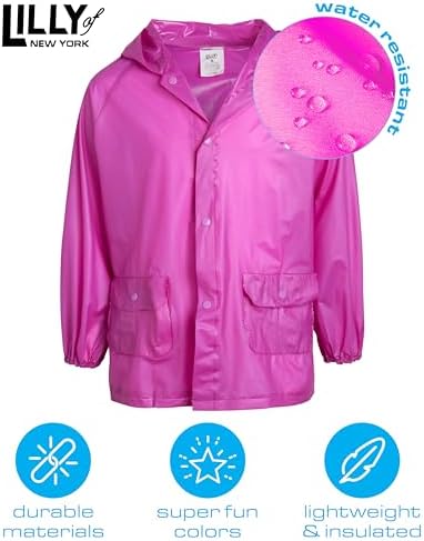 Girls Waterproof Raincoat with Hooded Slicker for Ages 12M-6
