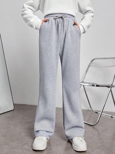 COZYASE Girls Flared Leg Sweatpants High Waist Casual Drawstring Jogger Sweatpants with Pocket