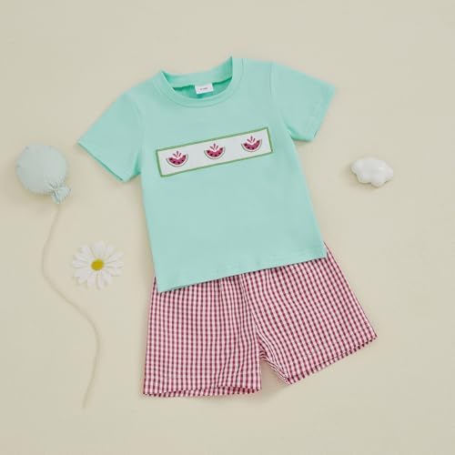 Engofs Boys Summer Shorts Sets - Trendy Toddler Outfit with Fruit Embroidery