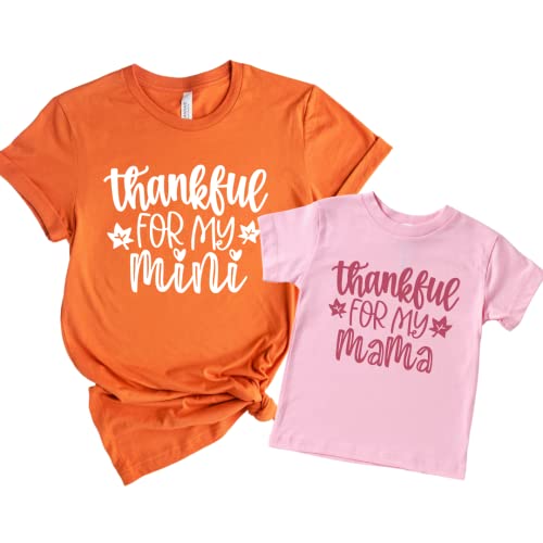 Thankful For My Mama Mini Mommy Thanksgiving Shirts for Mom Baby