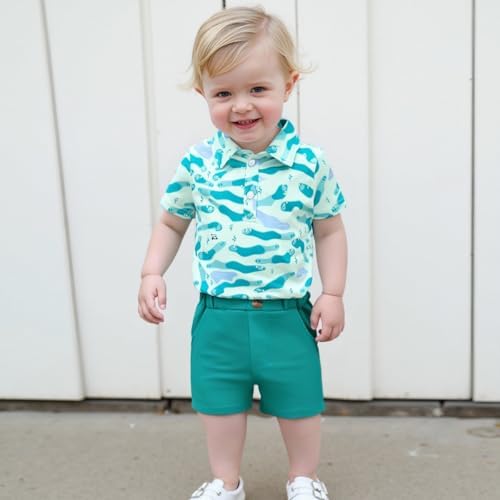 Chloefairy Toddler Boys Golf Outfit 2-Piece Set