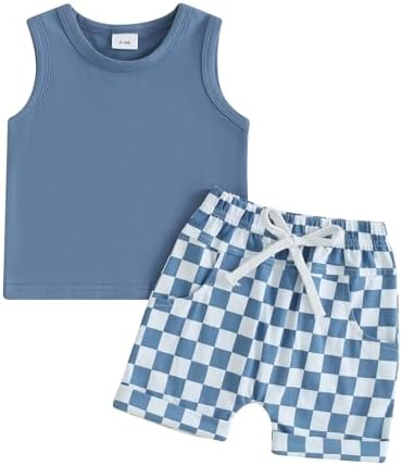 Amiblvowing Brand Newborn Baby Summer Toddler Boy Cami Tank set