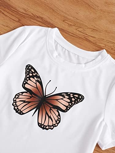 OYOANGLE Girls Summer Butterfly Tee Sweatpants Set