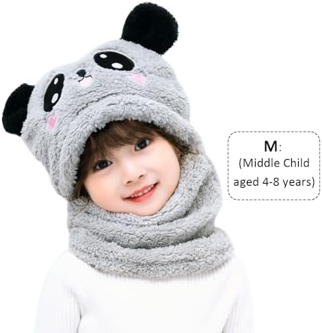 Kids Winter One-Piece Fleece Hat with Bear Ears