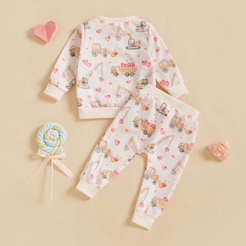 infant clothing set valentine hearts truck print 2 piece