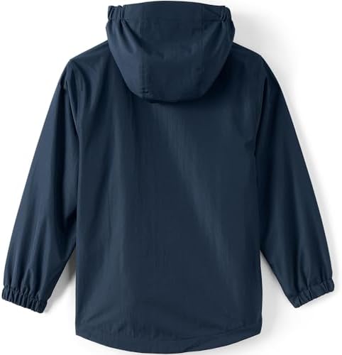 Lands End School Uniform Kids Rain Jacket Water-Resistant Windproof Bibliographic Style