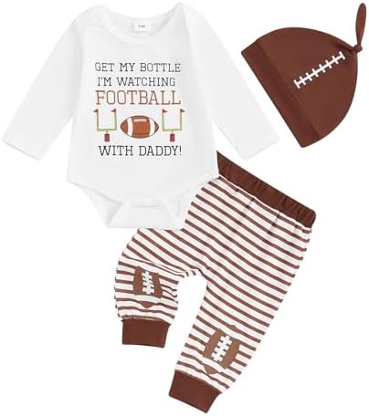 Newborn Baby Boy Football Outfit Romper Pants Set for Fall Innovation