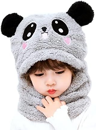 Kids Winter One-Piece Fleece Hat with Bear Ears