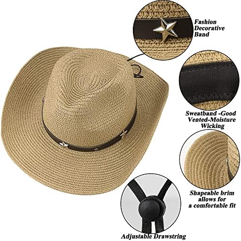 Vikodah Kids Cowboy Straw Hat for Boys Girls Summer Sun Protection
