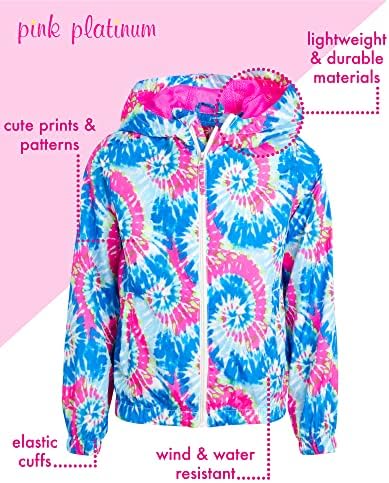 Pink Platinum Girls Lightweight Packable Rain Jacket Waterproof and Windproof