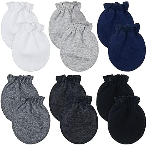 6 Pairs Unisex Baby mittens No Scratch Soft cotton for newborns