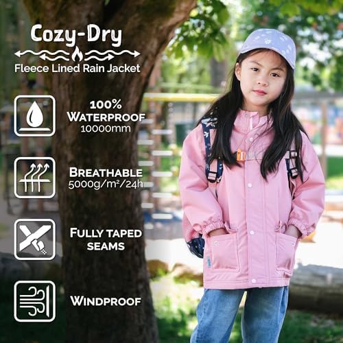 JAN JUL Waterproof Fleece-Lined Rain Jacket for Kids