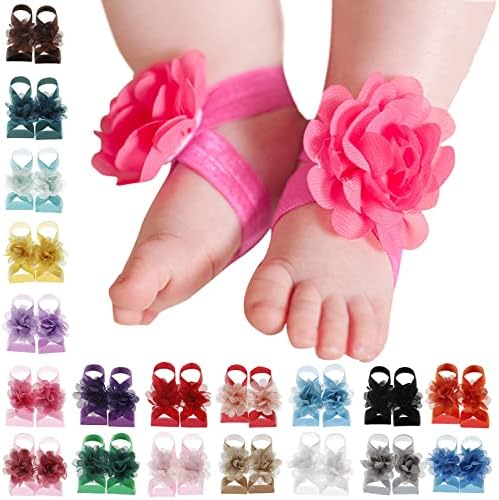 Floral Design-registered Barefoot Sandals for Babies 22 Pairs