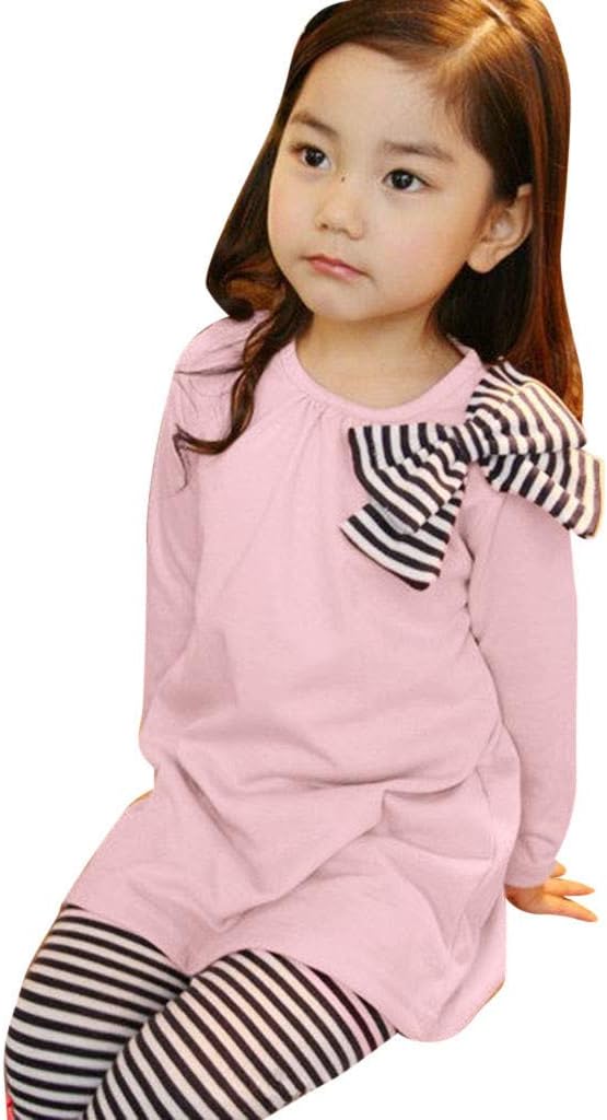 Stylish Stripe Elephant Bow Outfits for Toddler Girls