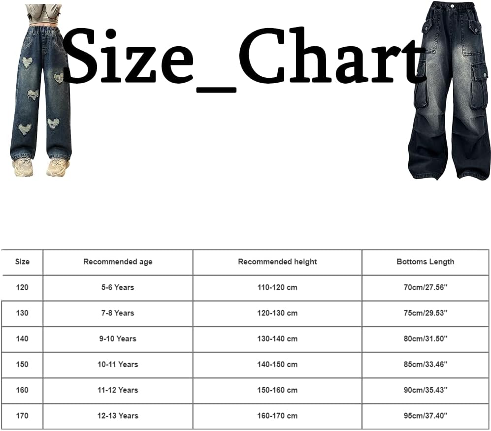 Generic Baggy Denim Cargo Pants for Girls