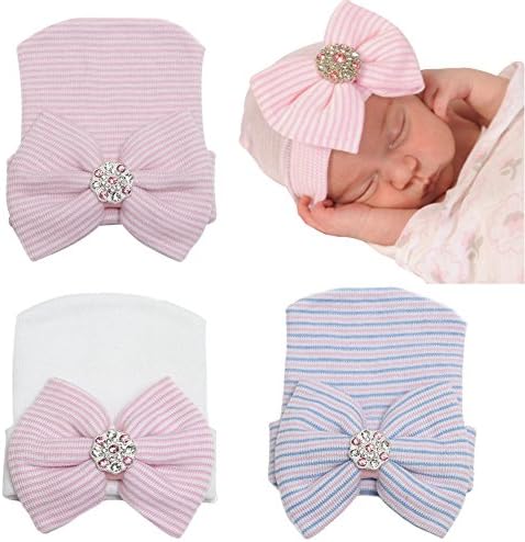 DRESHOW Newborn Hospital Baby Hat with Big Bow