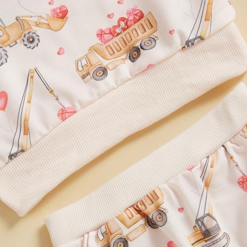 infant clothing set valentine hearts truck print 2 piece