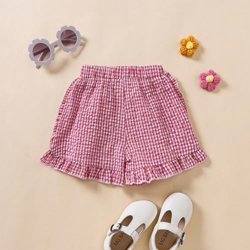 Perfect Casual Shorts for Toddler Girls Ruffle Gingham Design Summer Diapers