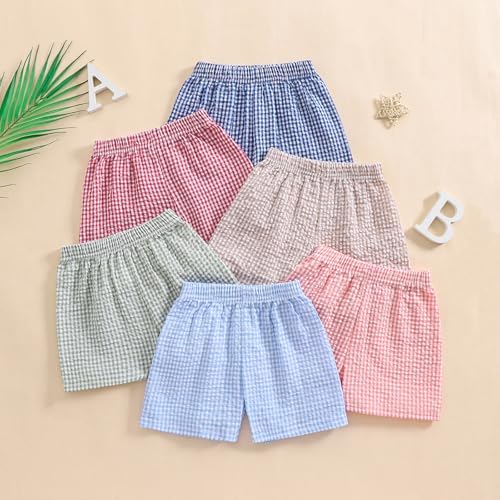 GinghamSeersucker Elastic Waist Shorts for Toddler Boys Girls