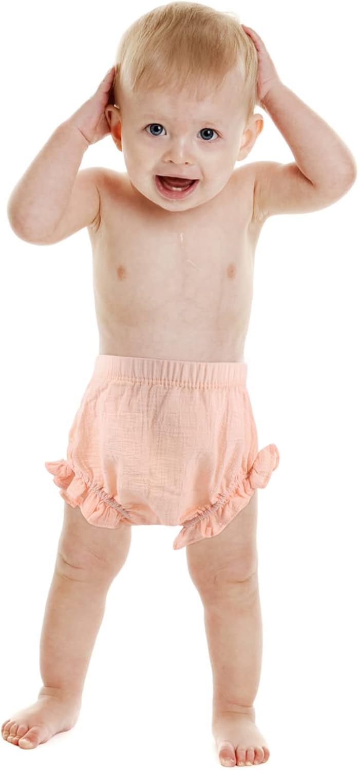 Stylish Solid Cotton Linen Briefs for Baby Girls Pink