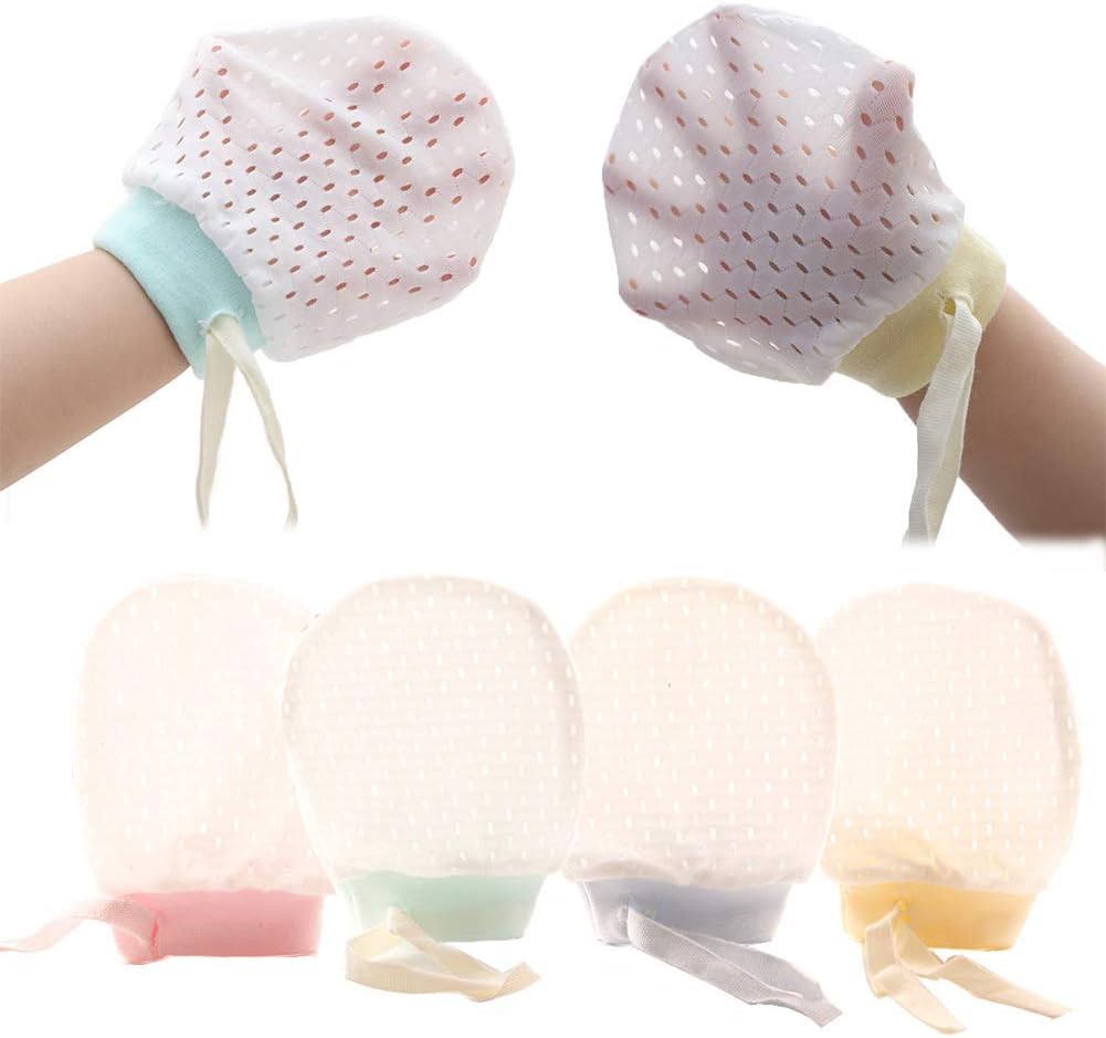 Adjustable Cotton No Scratch Gloves for Babies Breathable Soft