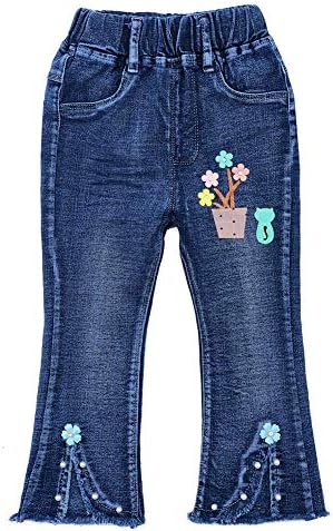 Peacolate 2-11T Toddler Jeams with Distressed Embroidery