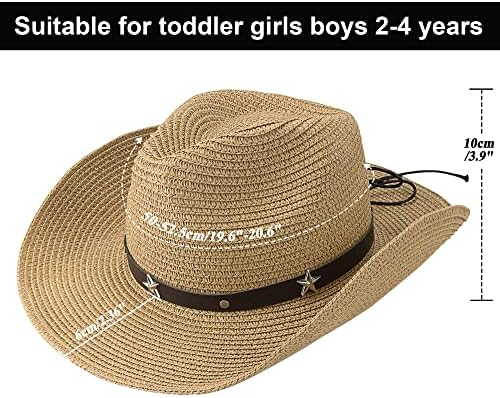 Vikodah Kids Cowboy Straw Hat for Boys Girls Summer Sun Protection
