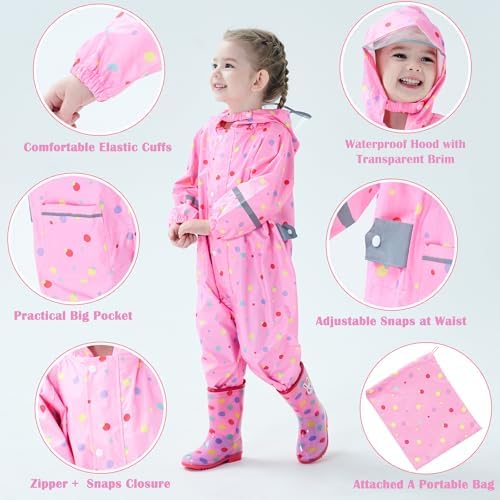 Fewlby Kids Toddler Rain Jacket Waterproof for Boys Girls