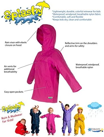 Splashy nylon childs rain jacket built for the elements