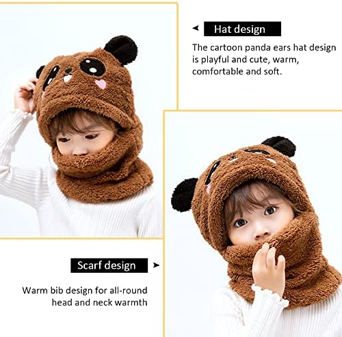 Kids Winter One-Piece Fleece Hat with Bear Ears