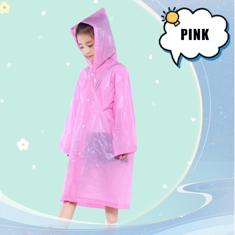 Aoyinfe Reusable Rain Poncho for Kids Durable Outdoor Jacket