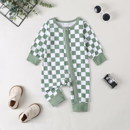Newborn Boys Girls Checkered Romper