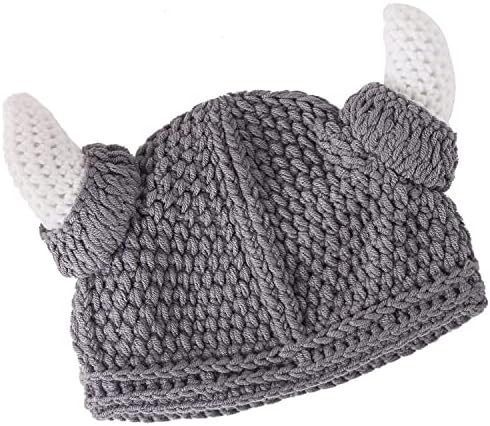 Fashionable Viking Hat with Horns Stretchy Knit Cap