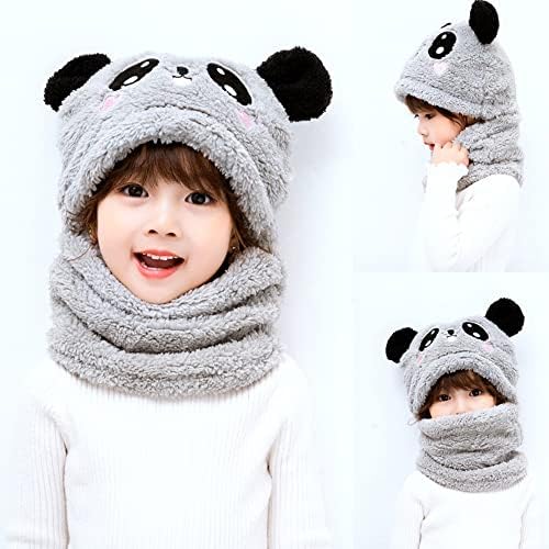Kids Winter One-Piece Fleece Hat with Bear Ears