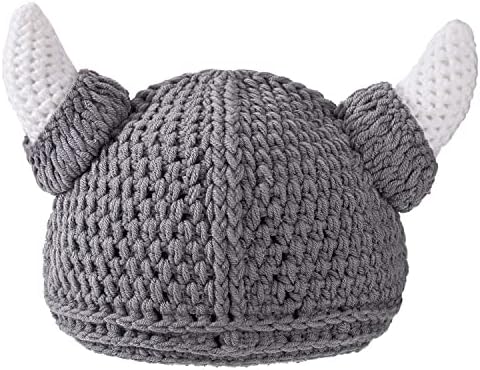 Fashionable Viking Hat with Horns Stretchy Knit Cap