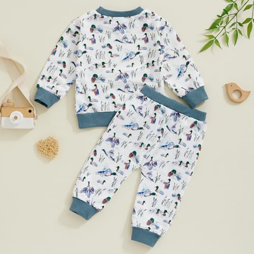 Pudcoco Toddler Fall Outfit Set - Mallard Duck Embroidery