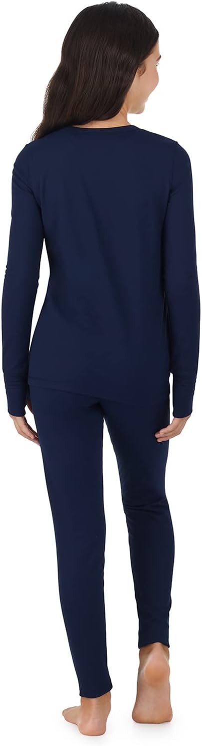 Cuddl Duds Girls Thermal Set Warm Stretchy Pajamas for Winter