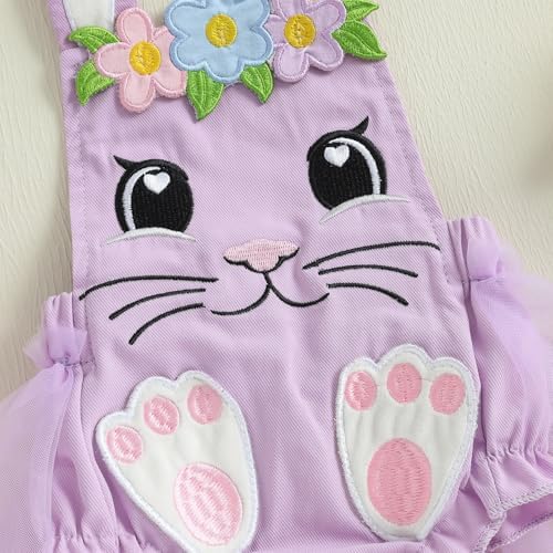 Amnnchya Rabbit Romper Cute Newborn Baby Girls First Easter Outfit