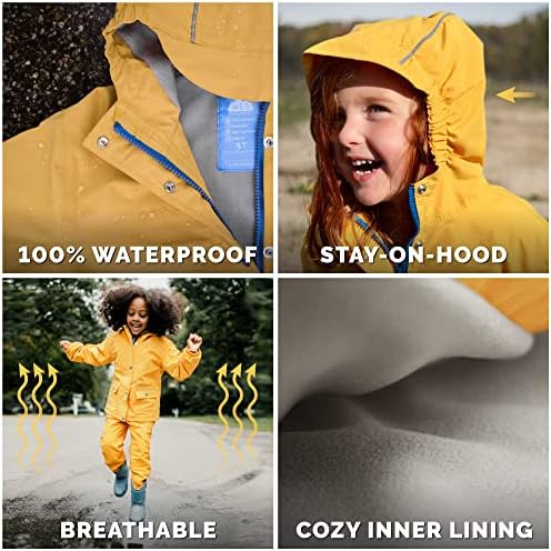 JAN JUL Waterproof Fleece-Lined Rain Jacket for Kids