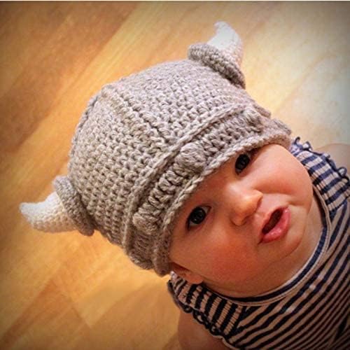 Fashionable Viking Hat with Horns Stretchy Knit Cap